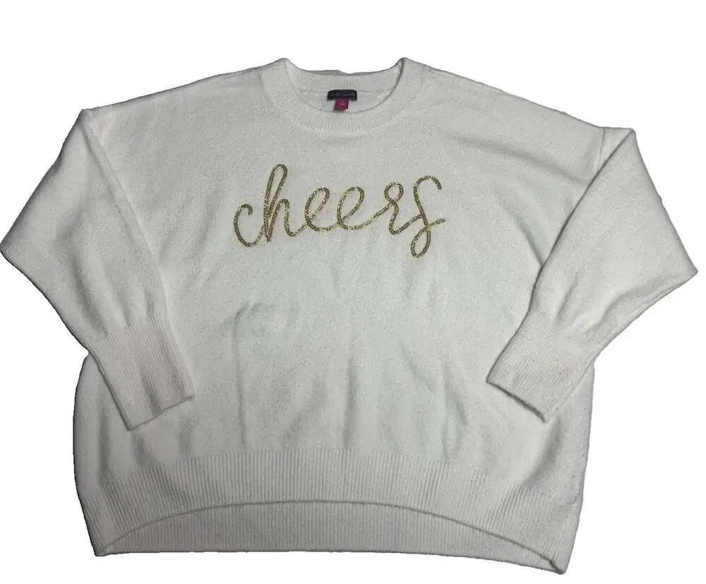 Vince Camuto White Knit Beaded 
